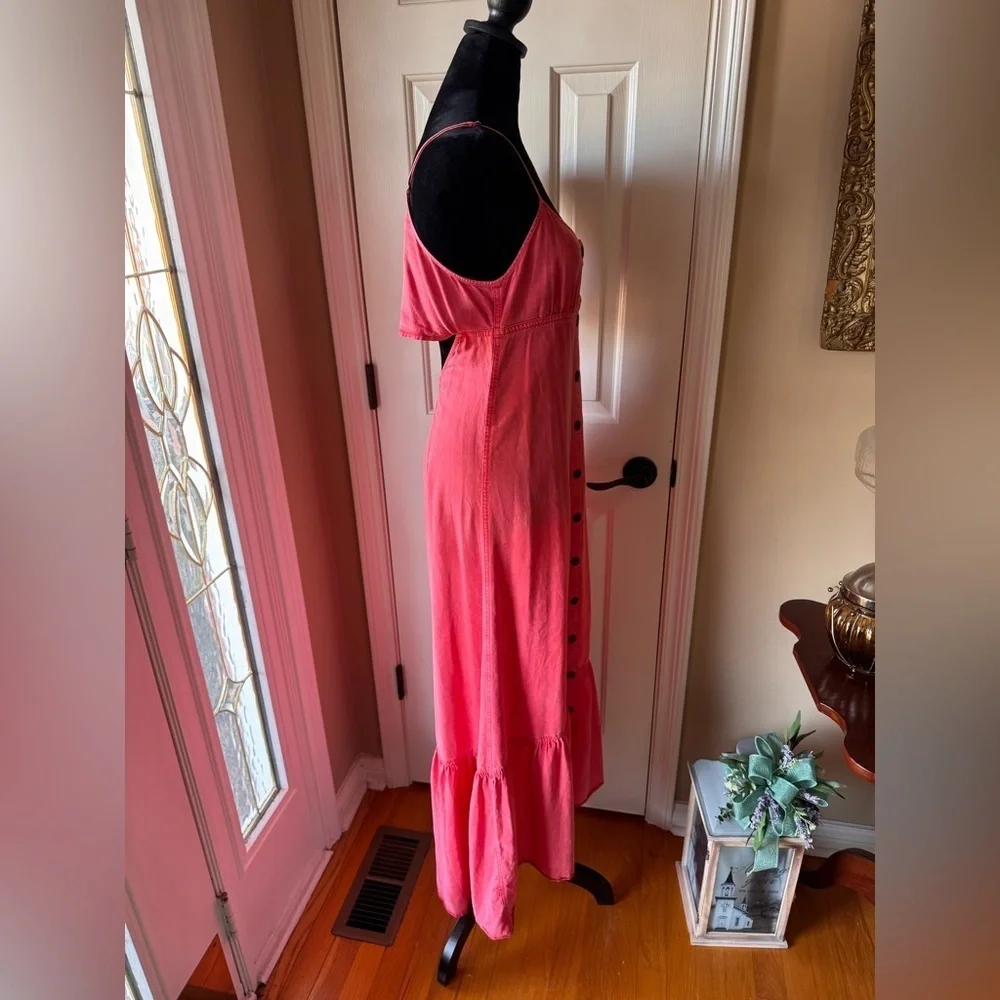 Free People Elegant Coral Pink Open Back Maxi Dress size X-Small